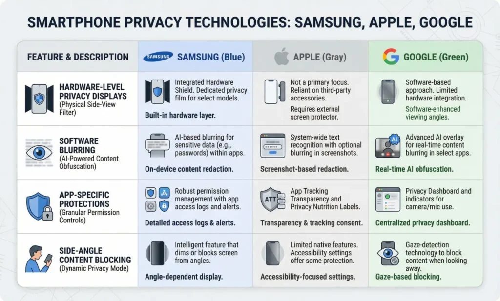 Comparison of smartphone privacy technology of major brands