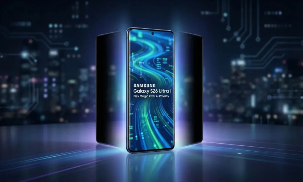 Samsung Galaxy S26 Ultra with Flex Magic Pixel privacy display with AI-powered blocking side views
