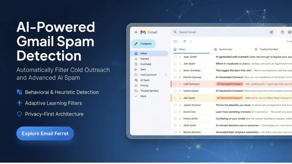 Email Ferret - Gmail Spam Detection and Inbox filtering artificial intelligent powered email filters