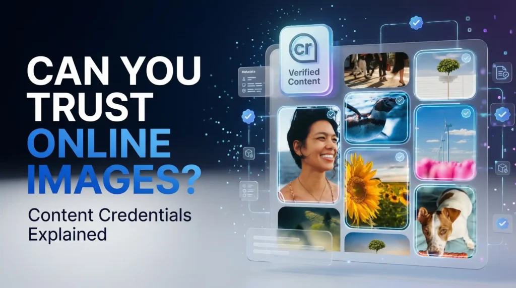 Content Credentials This solution is AI-based verification of online media content.